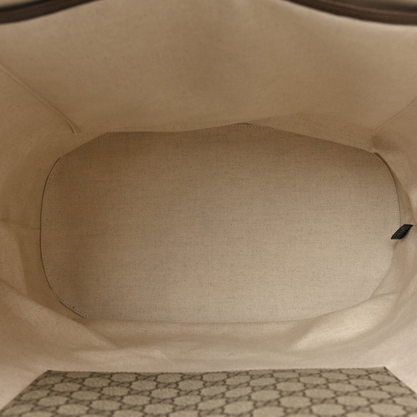 GG Supreme Monogram Textured Dollar Calfskin Web Savoy Duffle Bag Beige Ebony