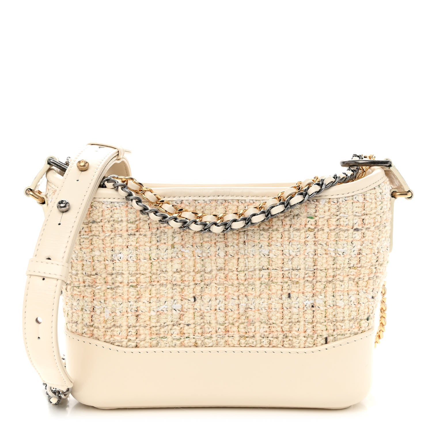 Chanel Tweed Calfskin Quilted Small Gabrielle Hobo Beige Ivory 1 of 9