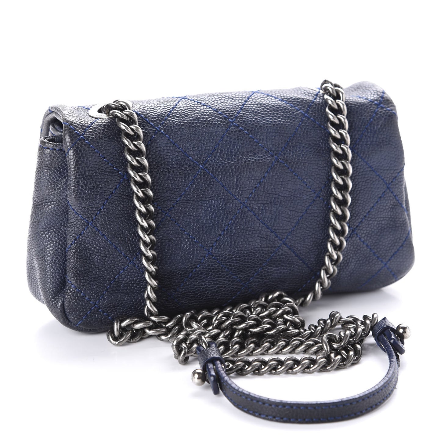 Caviar Quilted Mini Simply CC Flap Blue