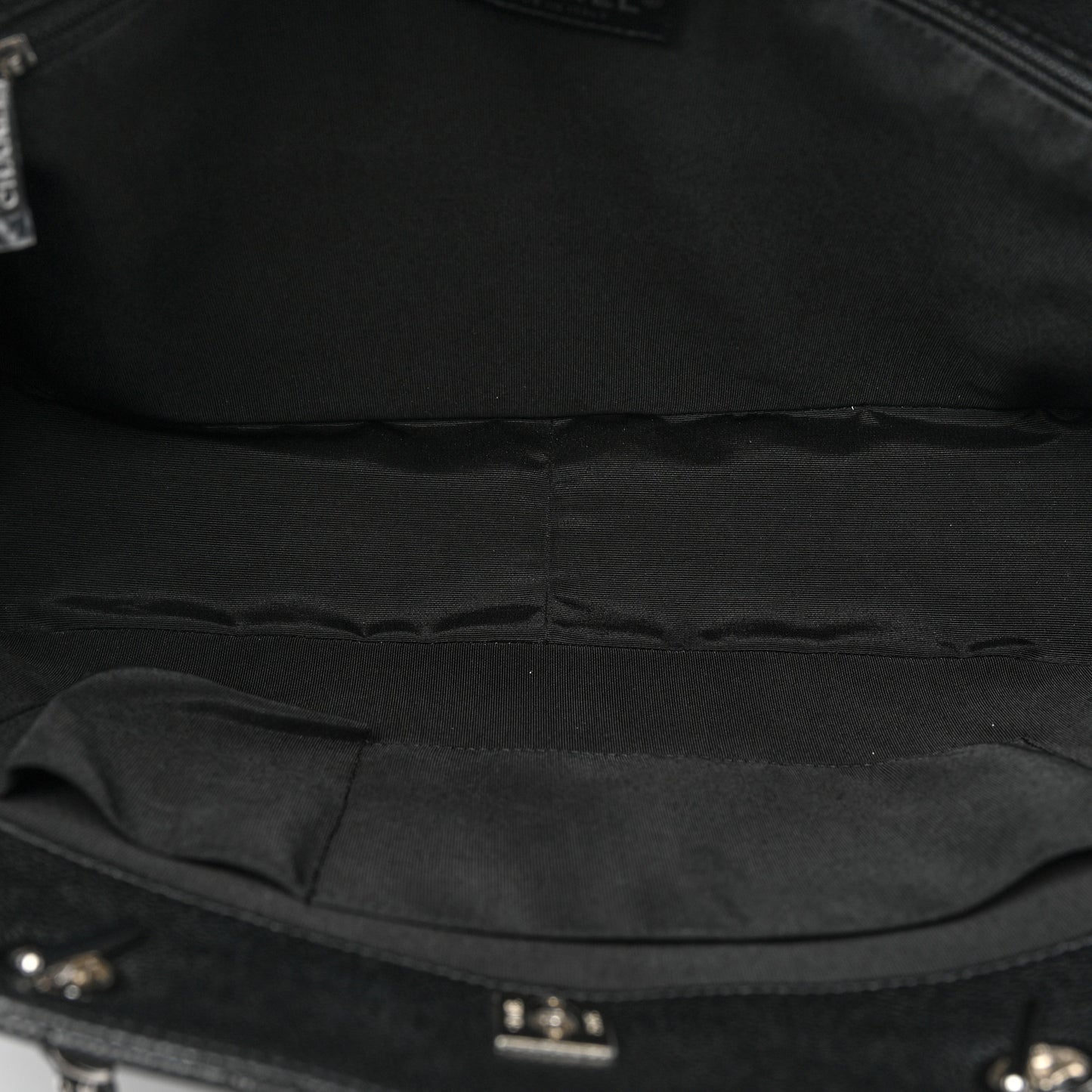 Caviar Chevron Quilted Large Shopping Tote Black