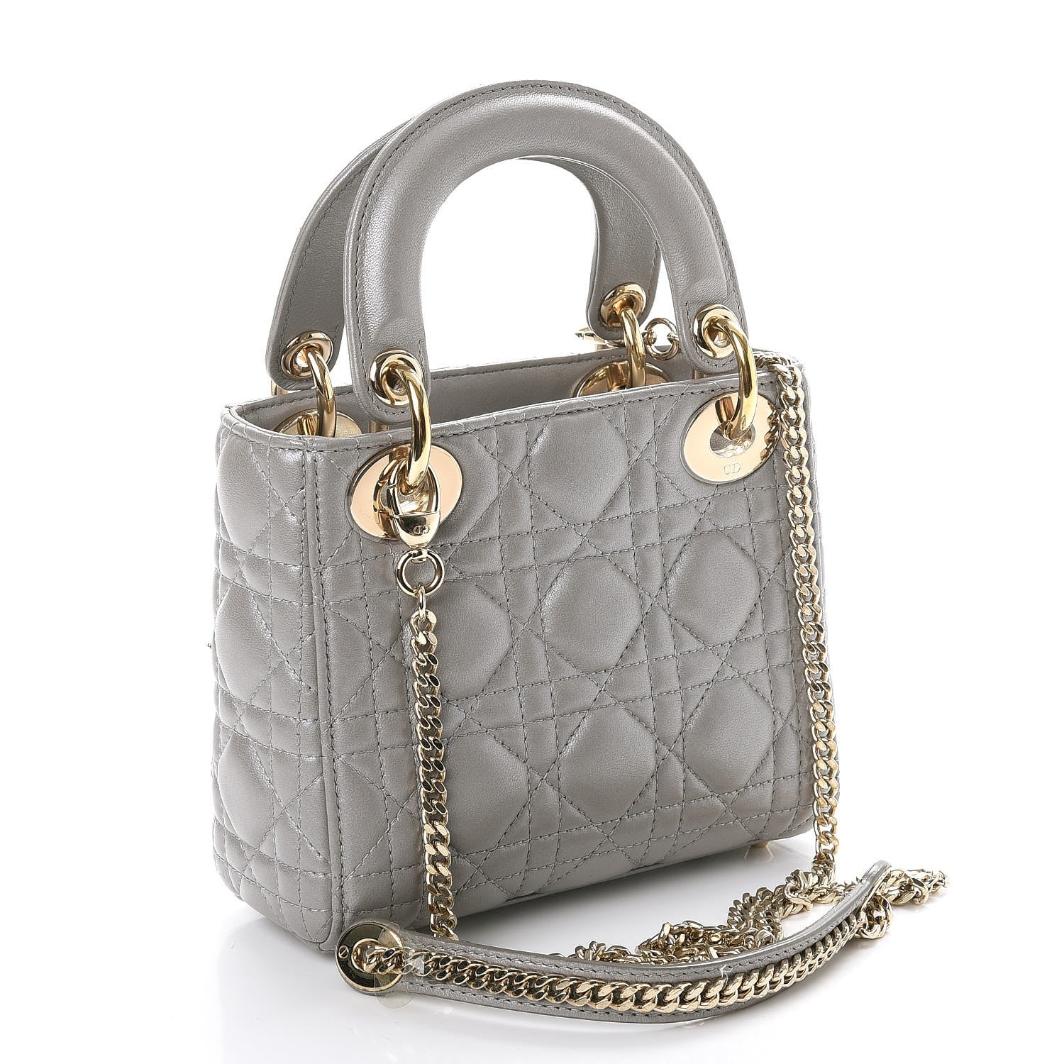 Christian Dior Metallic Lambskin Cannage Mini Lady Dior Grey 5 of 10