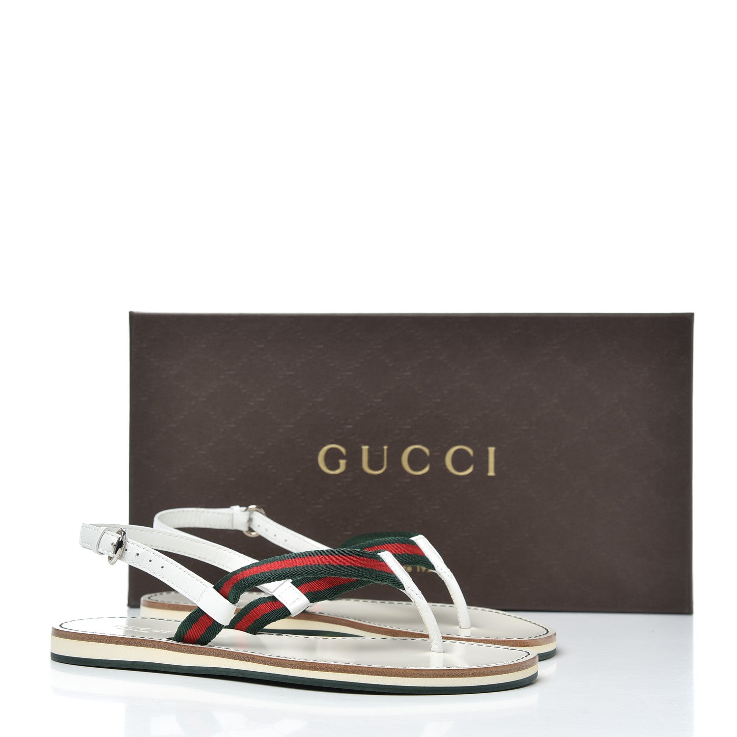 Gucci Calfskin Web Thong Sandals 35 White 14 of 14
