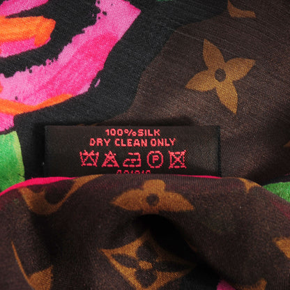 Louis Vuitton Silk Monogram Roses Scarf Marron 5 of 6