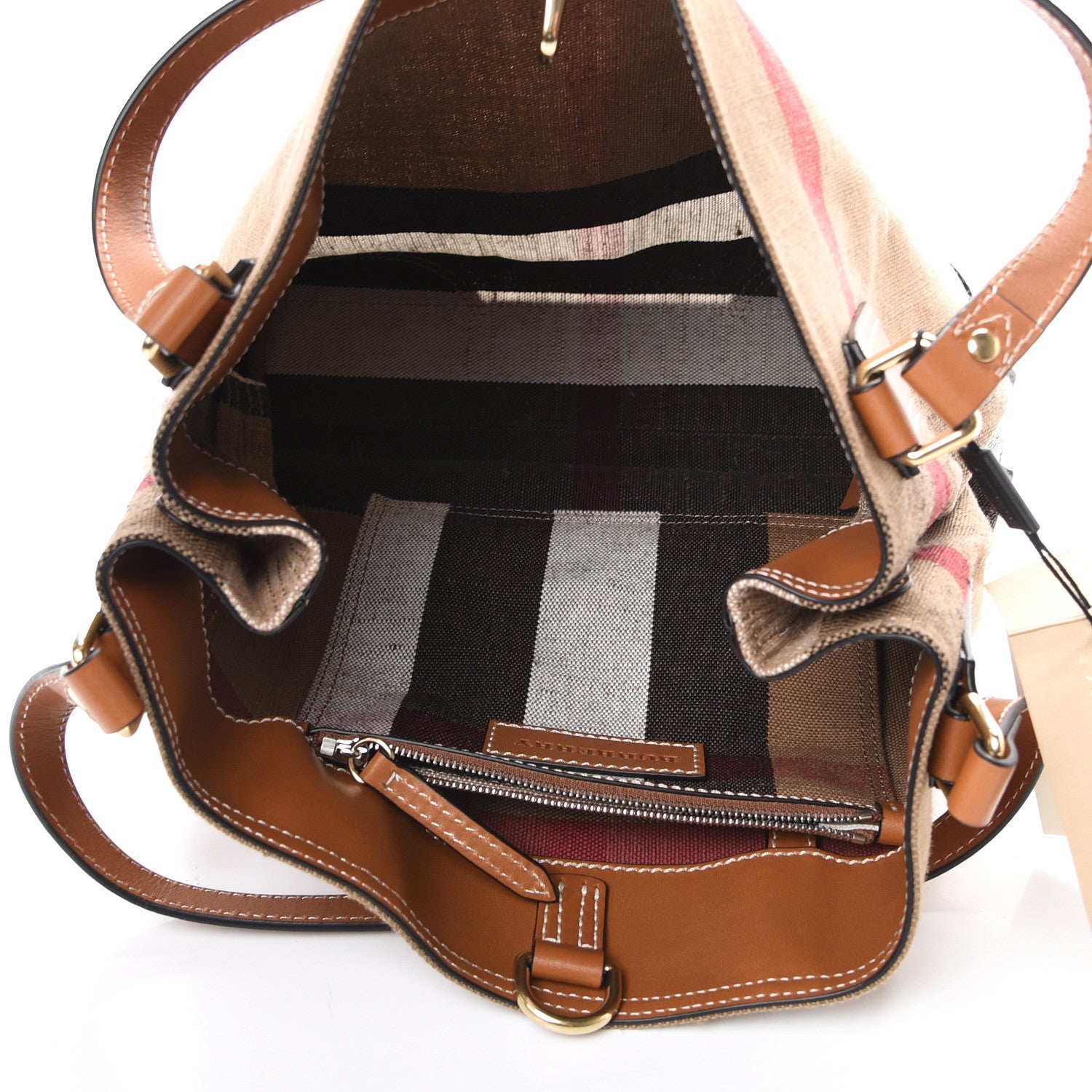 Burberry Canvas Mega Check Medium Maidstone Saddle Brown 4 of 10