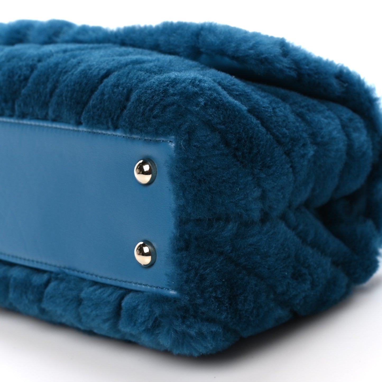 Shearling Lambskin Chevron Quilted Mini Coco Handle Flap Turquoise