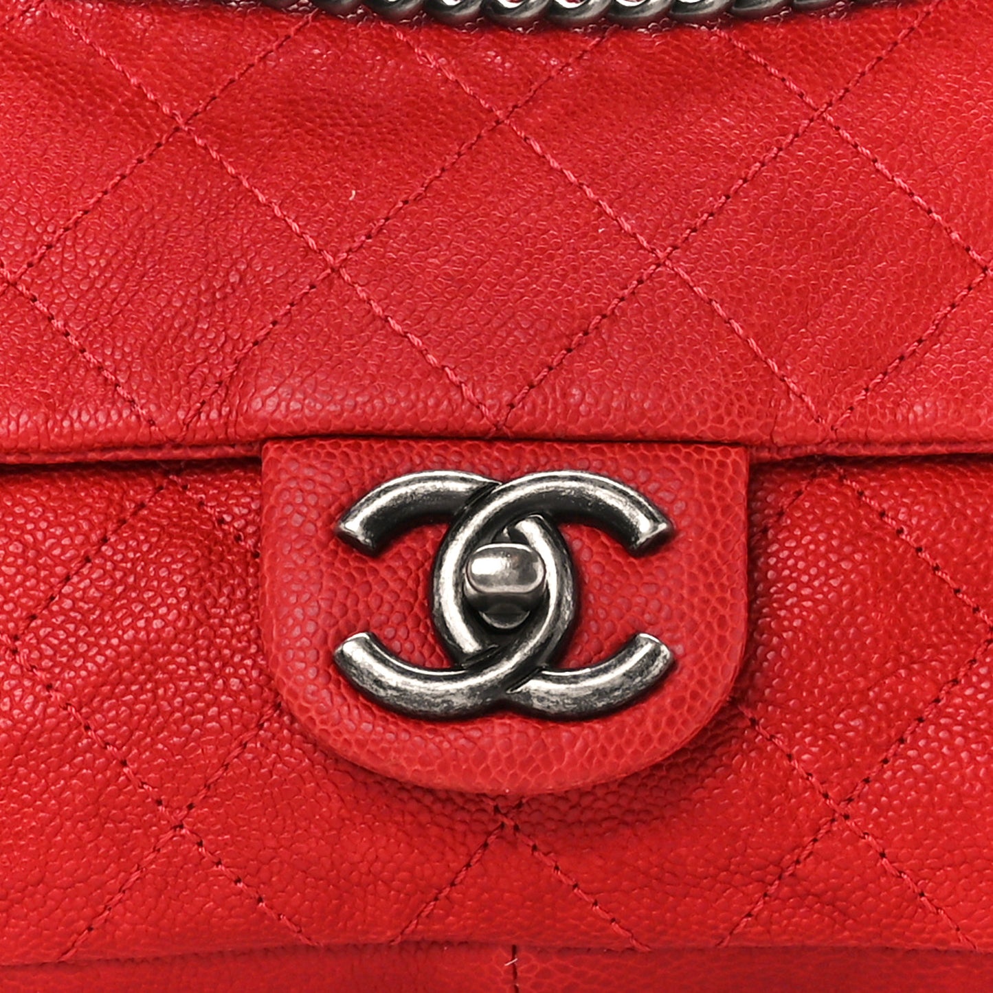 Caviar Quilted Medium Simply CC Flap Red