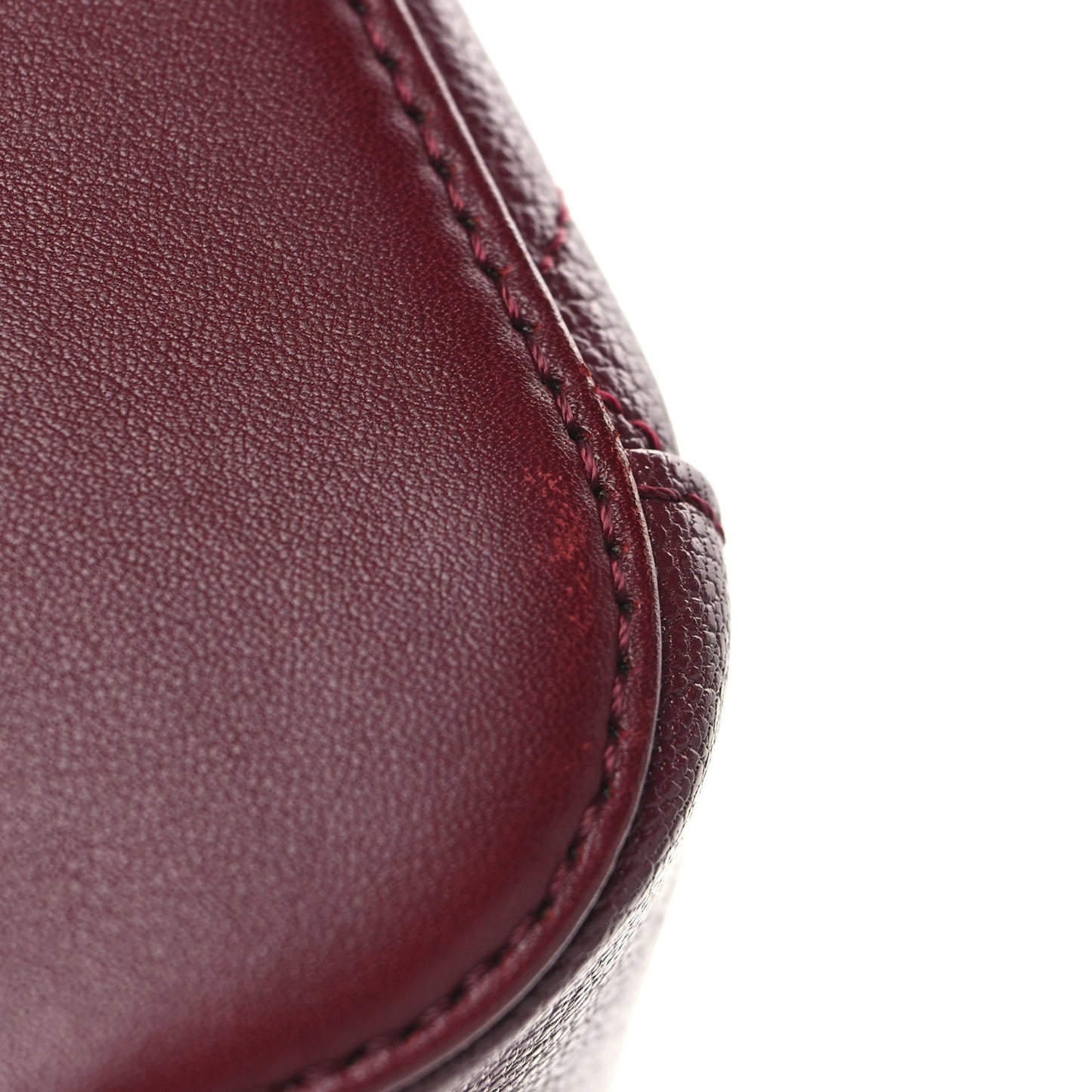 Shiny Calfskin Goatskin Quilted Small Coco Curve Vanity Burgundy