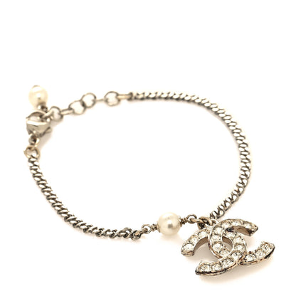Chanel Pearl Crystal CC Bracelet Light Gold 1 of 5