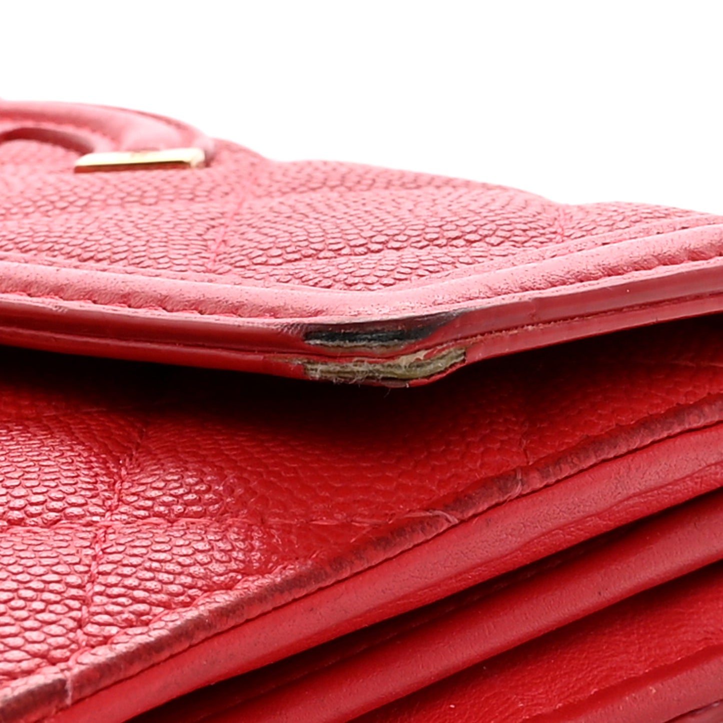 Caviar Quilted Large Filigree Gusset Flap Wallet Red