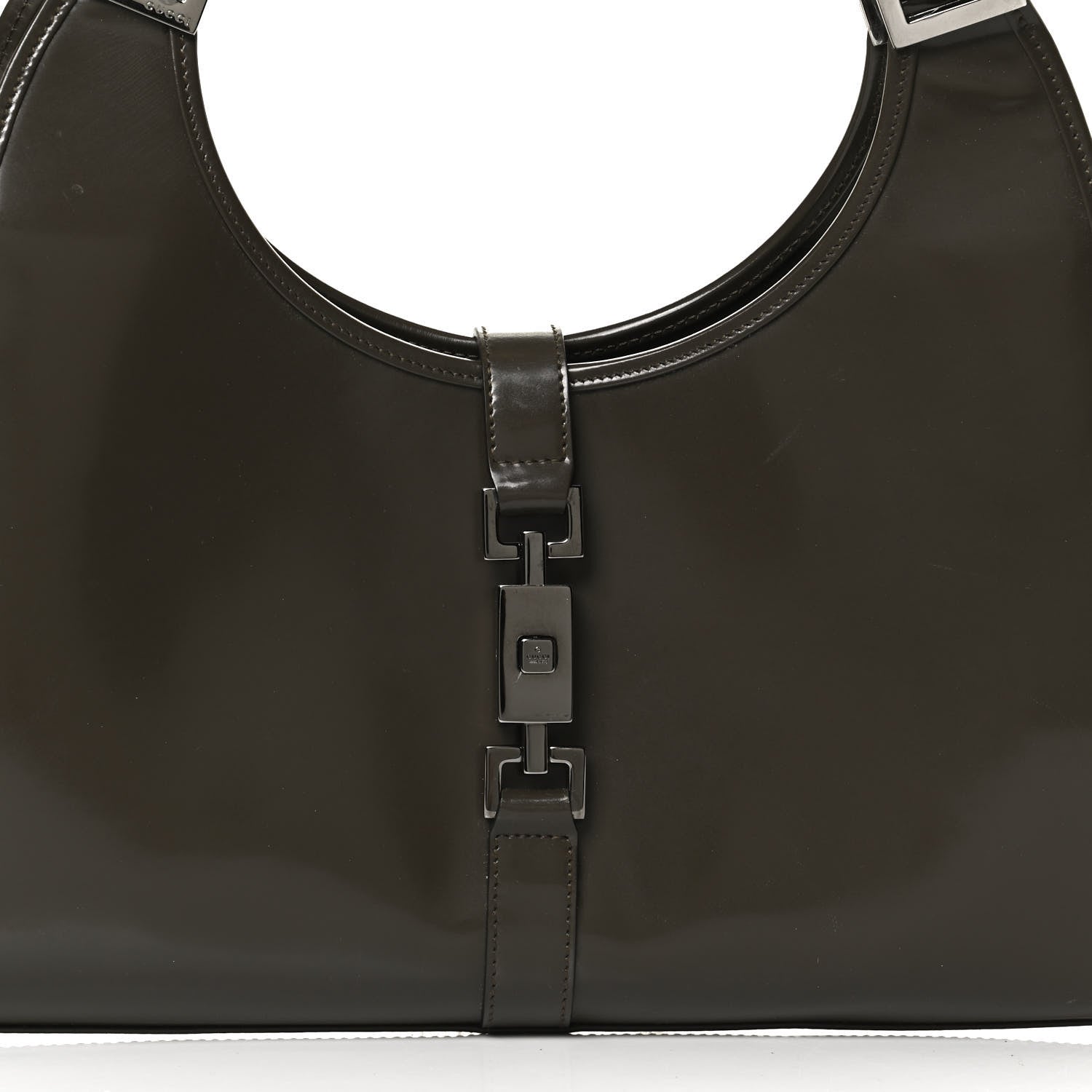 Gucci Patent Bardot Shoulder Bag Olive Green 8 of 14