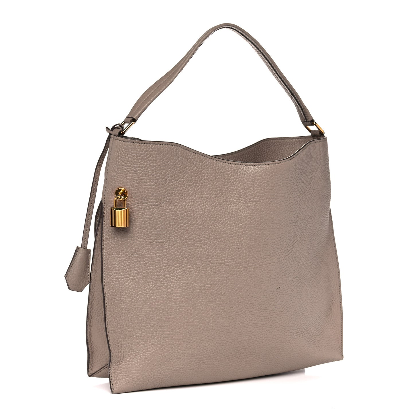 Pebbled Calfskin Alix Padlock Zip Hobo Bag Taupe