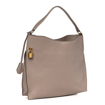 Tom Ford Pebbled Calfskin Alix Padlock Zip Hobo Bag Taupe 3 of 15
