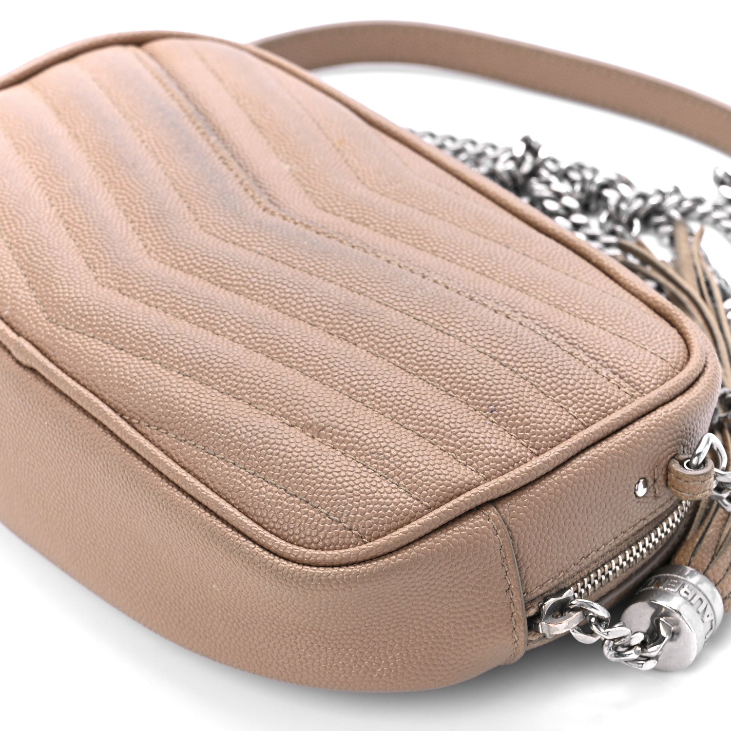 Saint Laurent Grain De Poudre Matelasse Monogram Mini Lou Camera Bag Dark Beige 11 of 12