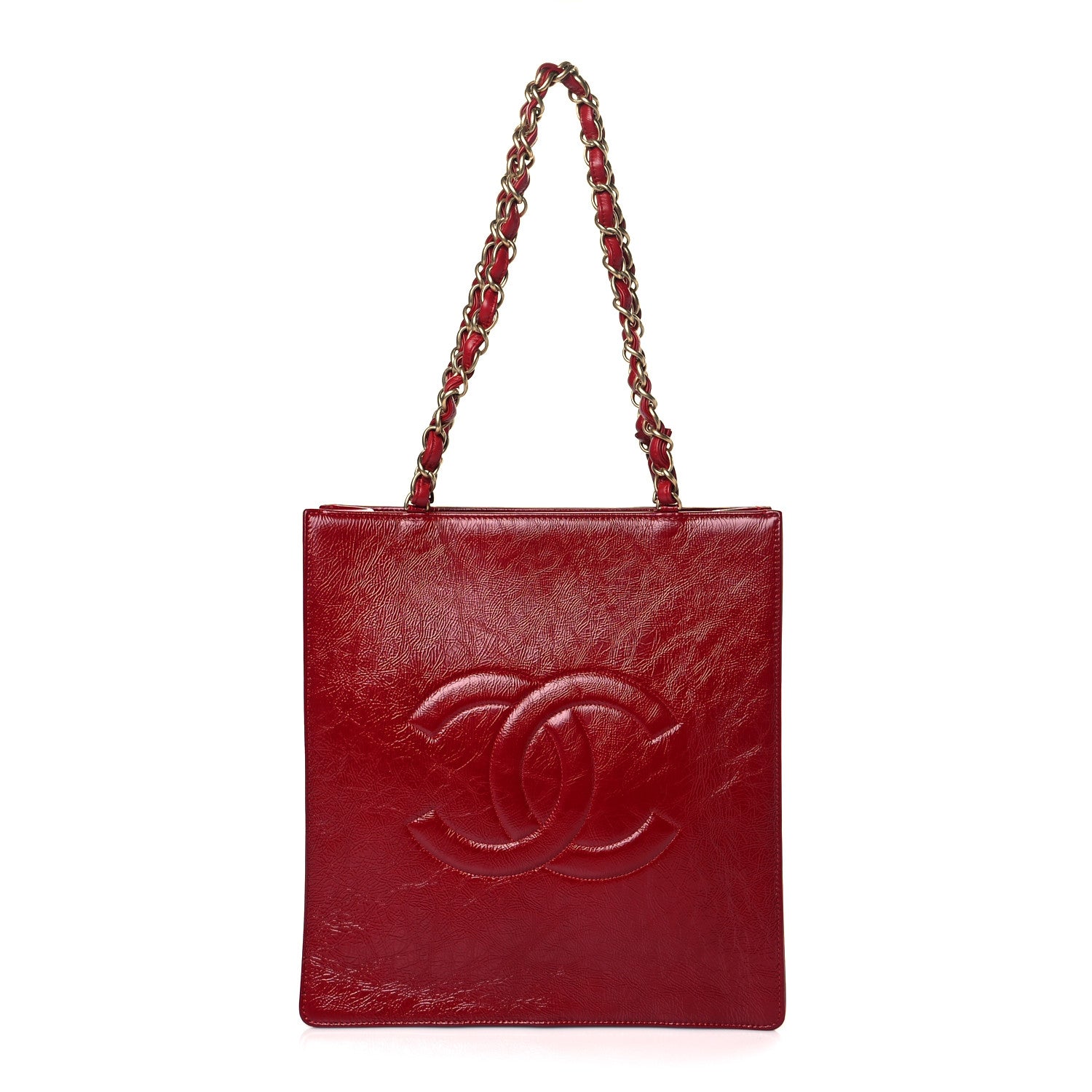 Chanel Shiny Aged Calfskin North South Shopping Bag Red 1 of 11