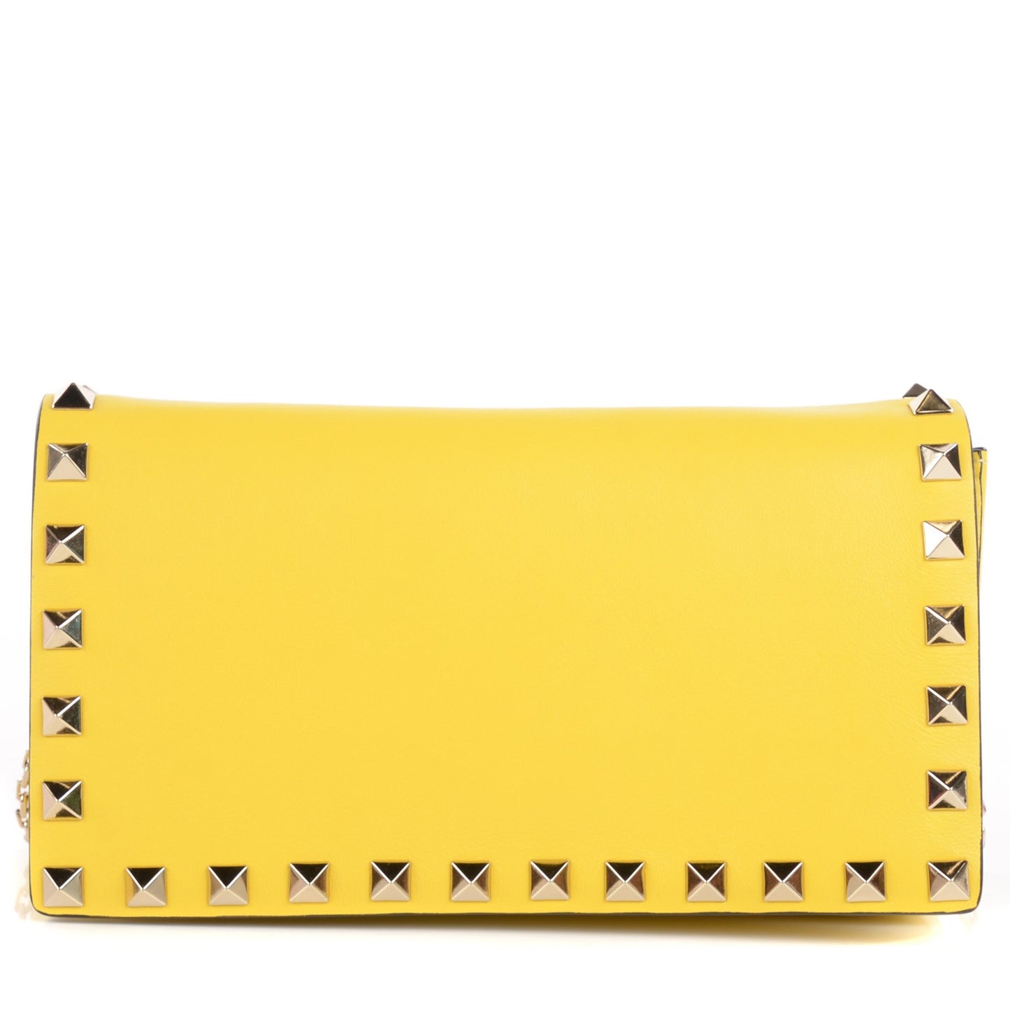 Vitello Small Rockstud Chain Flap Crossbody Bag Naples Yellow