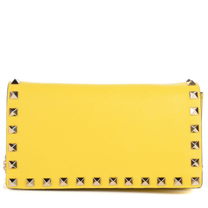 Valentino Garavani Vitello Small Rockstud Chain Flap Crossbody Bag Naples Yellow 1 of 8