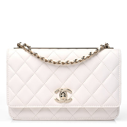 Chanel Lambskin Quilted Trendy CC Wallet On Chain WOC White 1 of 13