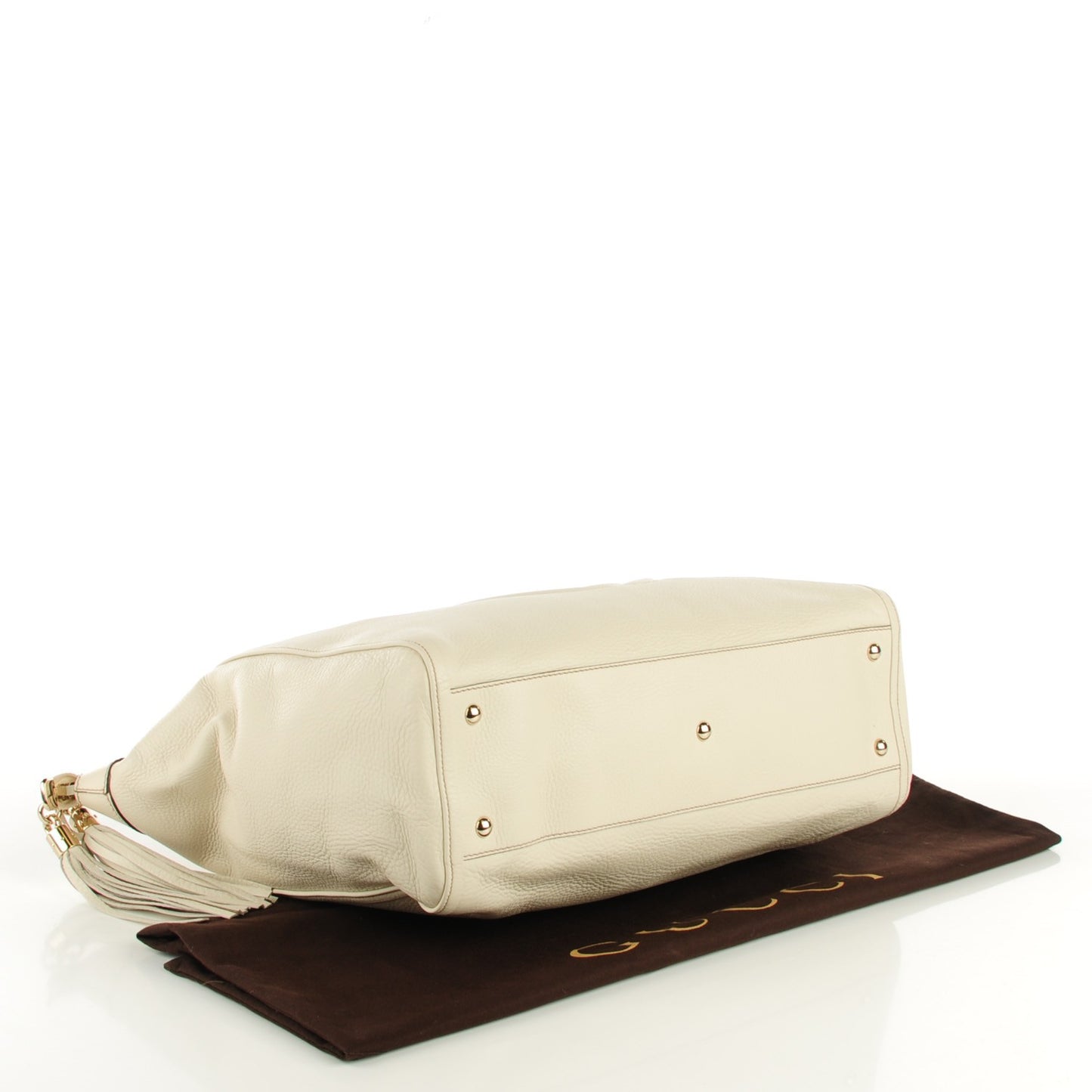 Pebbled Calfskin Large Soho Top Handle Bag Off White