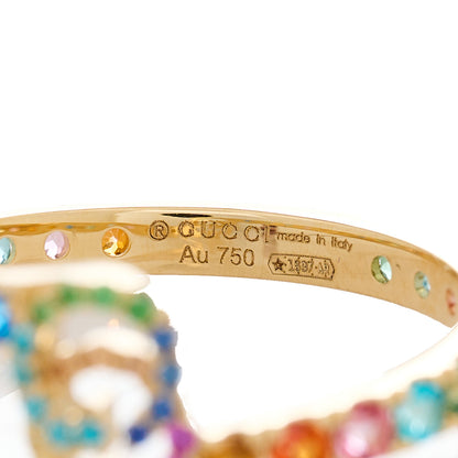 Gucci 18K Yellow Gold Mixed Gemstone Running GG Ring 50 5.25 4 of 4