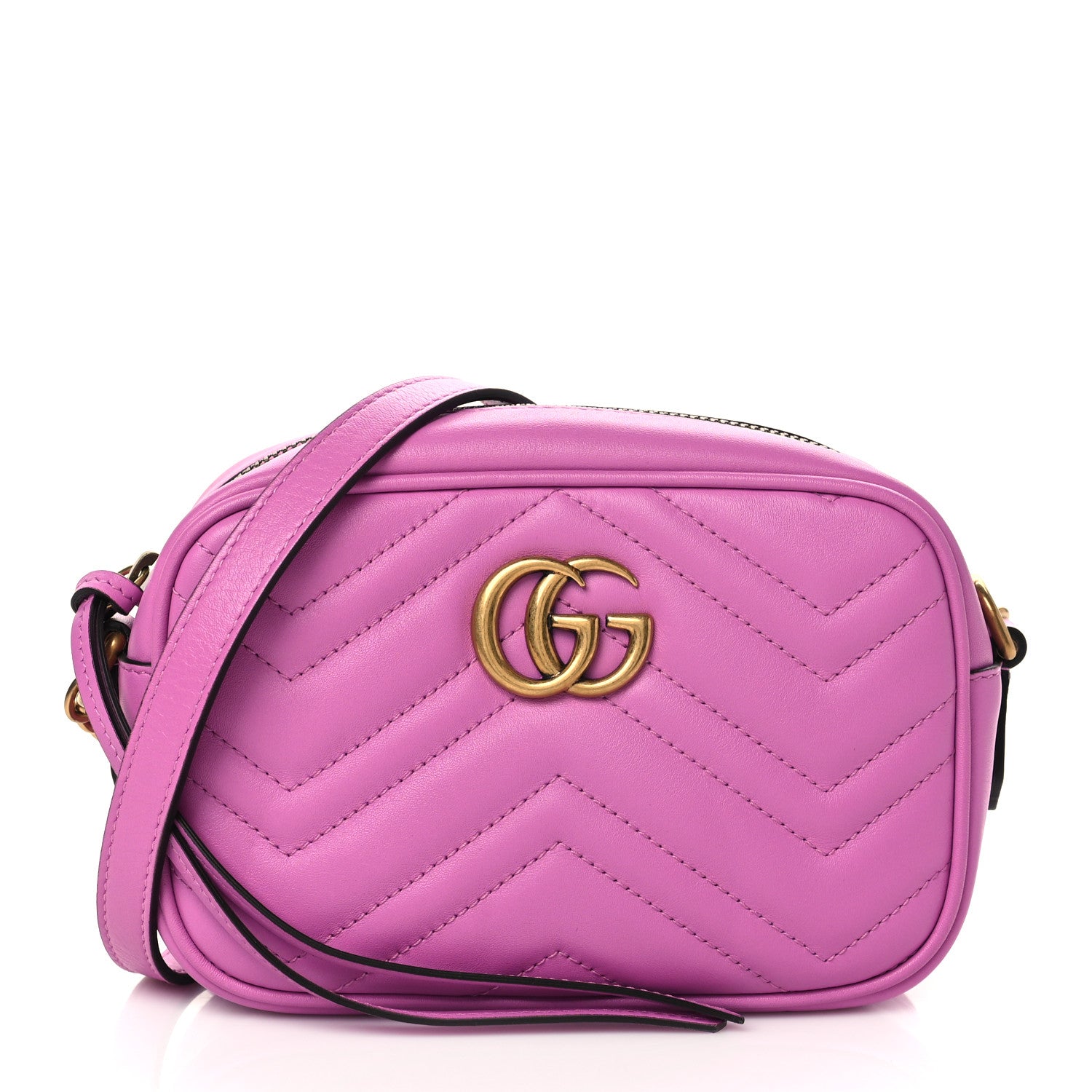 Gucci Calfskin Matelasse Mini GG Marmont Chain Shoulder Bag Candy Mousse 1 of 8