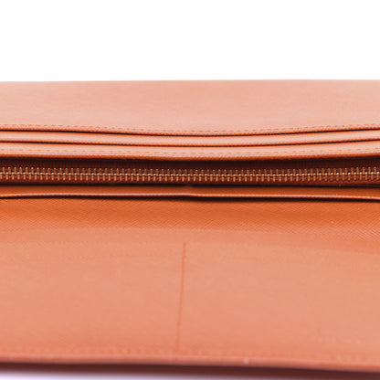 Prada Saffiano Triangle Continental Flap Wallet Papaya 11 of 13