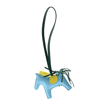Hermes Milo Lambskin Grigri Rodeo Horse Bag Charm PM Bleu Celeste Lime Malachite 1 of 5