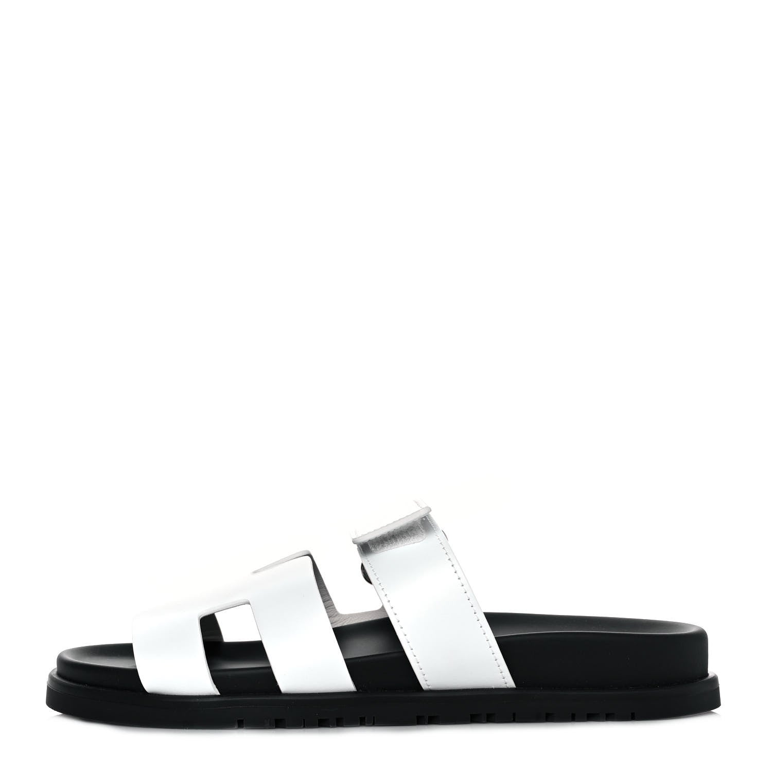 Hermes Calfskin Womens Chypre Sandals 37.5 White 1 of 9