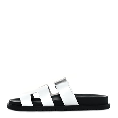 Hermes Calfskin Womens Chypre Sandals 37.5 White 1 of 9