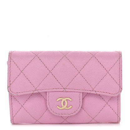 Chanel Caviar Quilted Flap Card Holder Wallet Pink 1 of 10