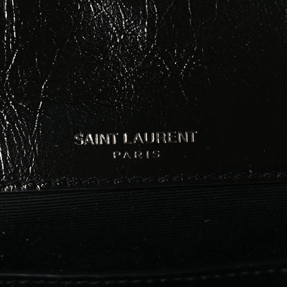 Saint Laurent Crinkled Calfskin Matelasse Monogram Baby Niki Chain Satchel Black 6 of 9