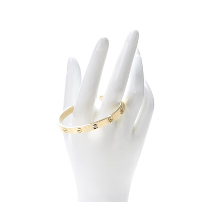 Cartier 18K Yellow Gold 1 Diamond LOVE Cuff Bracelet 17 2 of 7