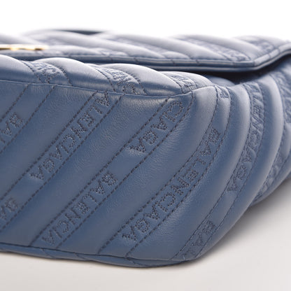 Balenciaga Calfskin Logo Matelasse M BB Chain Shoulder Bag Bleu Tanzanite 6 of 10