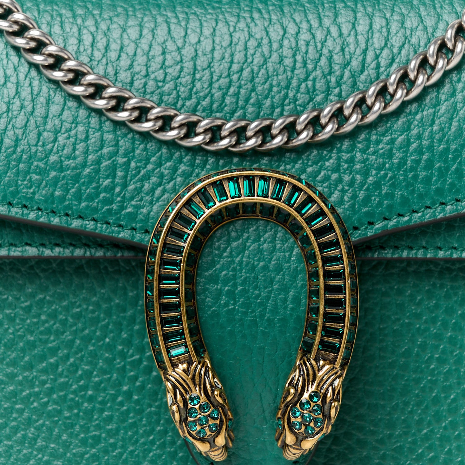 Gucci Dollar Calfskin Crystal Mini Dionysus Top Handle Bag Emerald 8 of 10