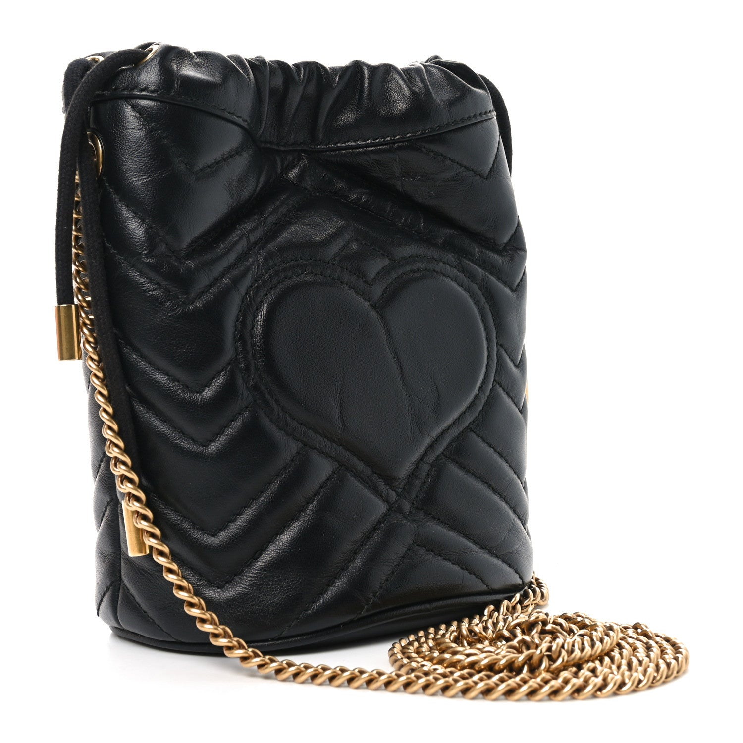 Gucci Calfskin Matelasse Mini GG Marmont 2.0 Bucket Bag Black 3 of 10