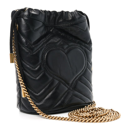 Gucci Calfskin Matelasse Mini GG Marmont 2.0 Bucket Bag Black 3 of 10