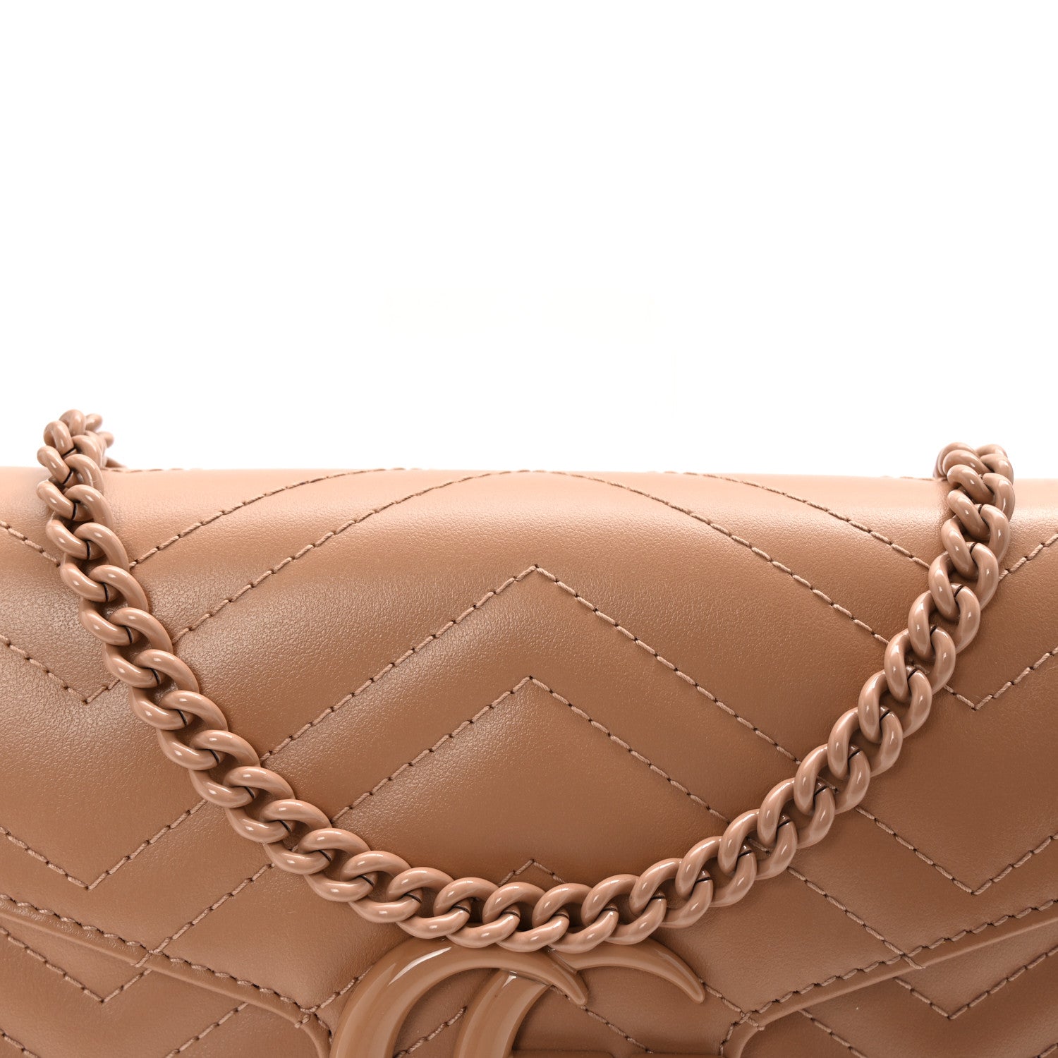 Gucci Calfskin Matelasse Monochrome GG Marmont Chain Wallet Camelia 8 of 11