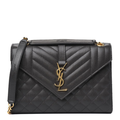 Saint Laurent Grain De Poudre Textured Mixed Matelasse Medium Triquilt Monogram Satchel Earth 1 of 7