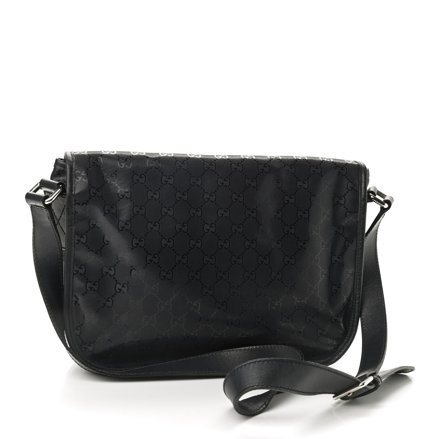 Gucci Imprime Monogram Medium Double Buckle Flap Messenger Bag Navy 3 of 9