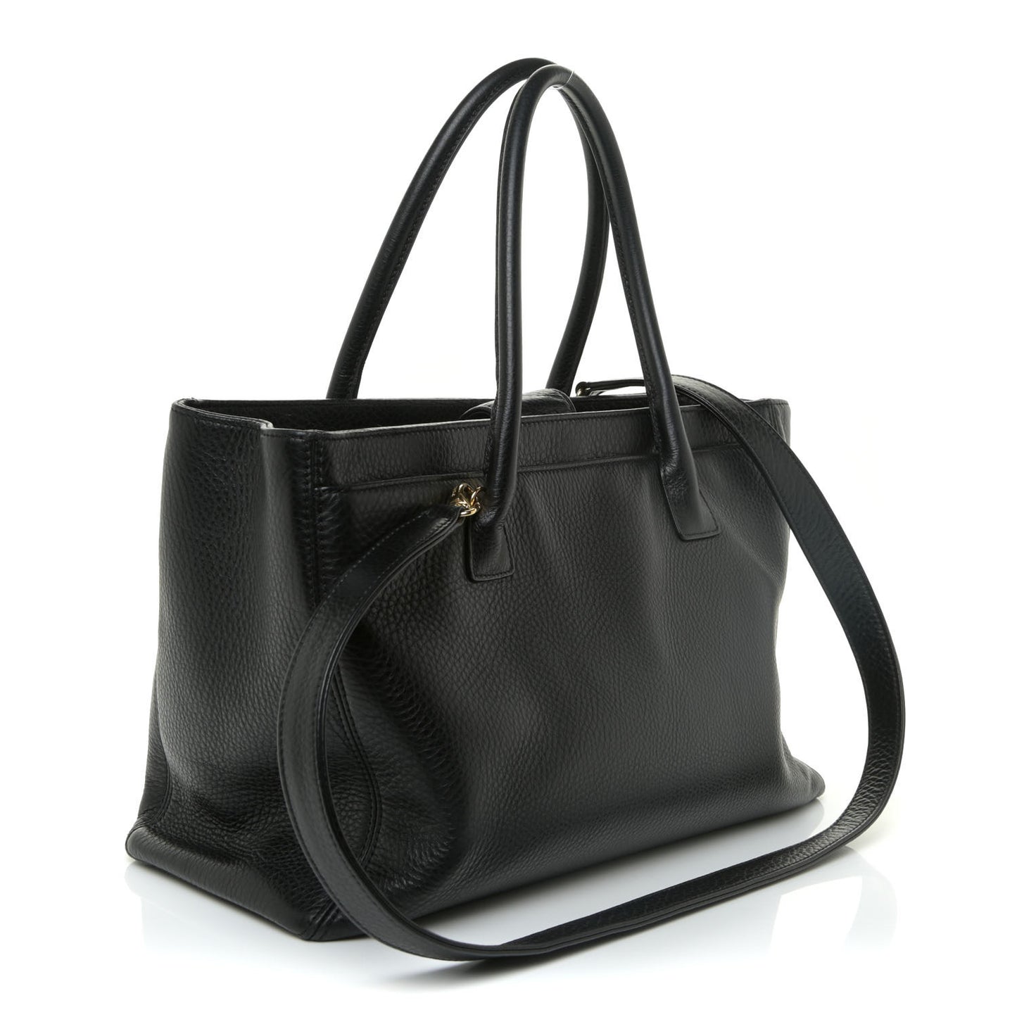 Calfskin Cerf Executive Shopper Tote Black