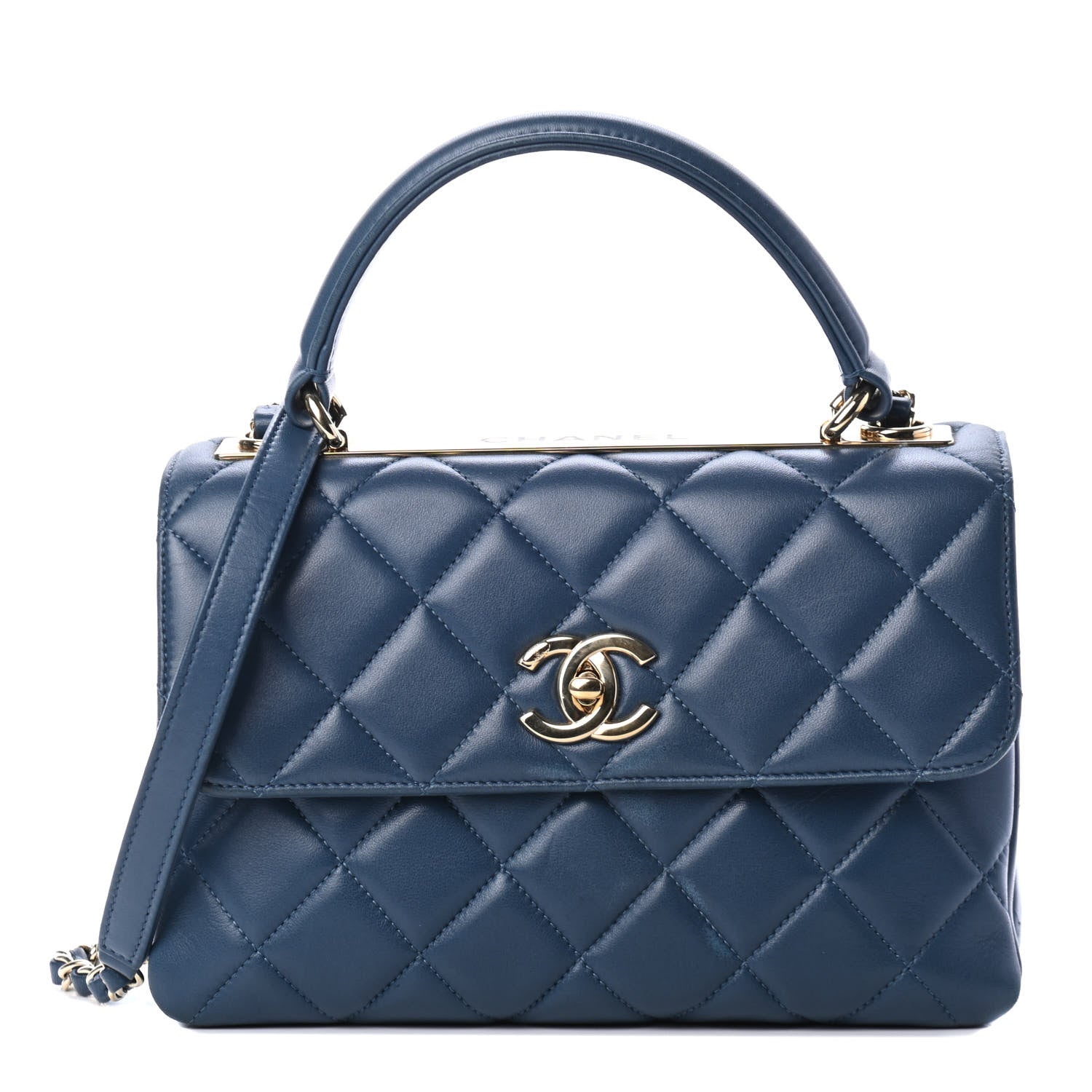 Chanel Lambskin Quilted Small Trendy CC Flap Dual Handle Bag Blue 1 of 4