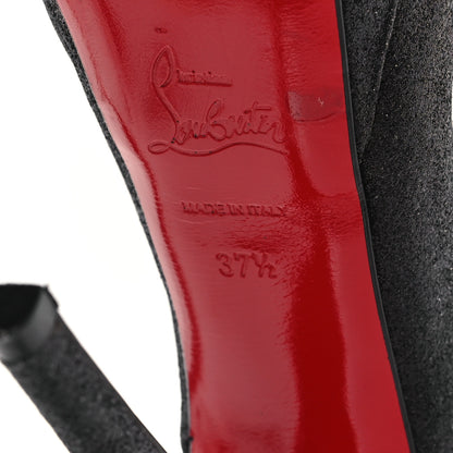 Christian Louboutin Glitter Lady Peep Sling 150 Pumps 37.5 Black Red 7 of 8