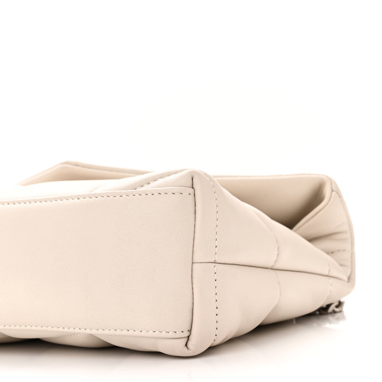 Saint Laurent SAINT LAURENT Lambskin Quilted Toy Loulou Puffer Monogram Chain Satchel Crema Soft 10 of 11