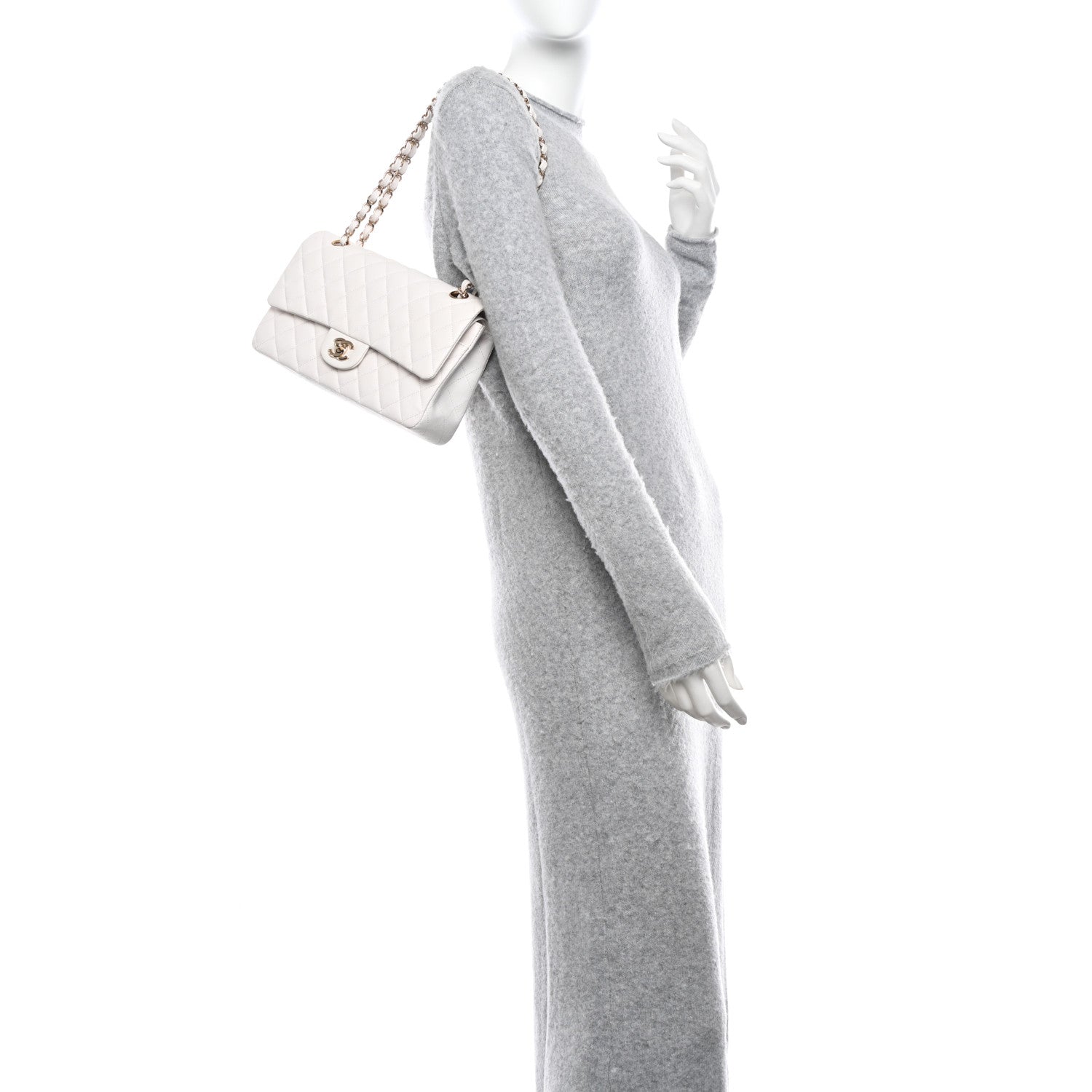 Chanel Caviar Quilted Medium Double Flap White 2 of 11