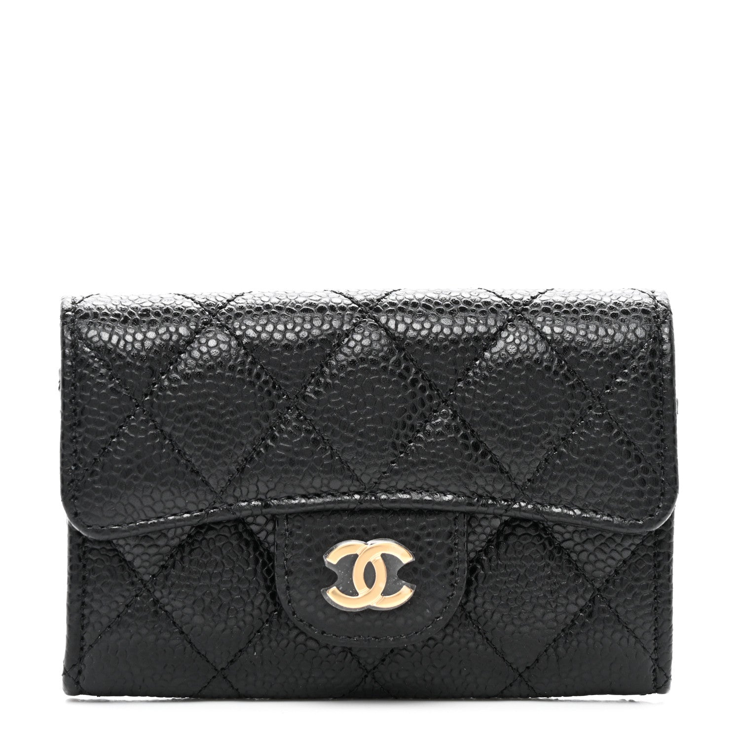 Chanel Caviar Quilted Flap Card Holder Wallet Black 1 of 9