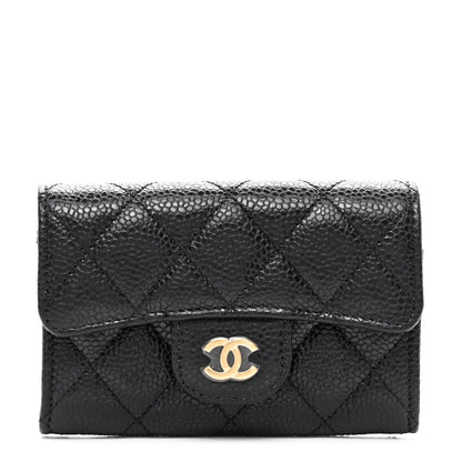Chanel Caviar Quilted Flap Card Holder Wallet Black 1 of 9