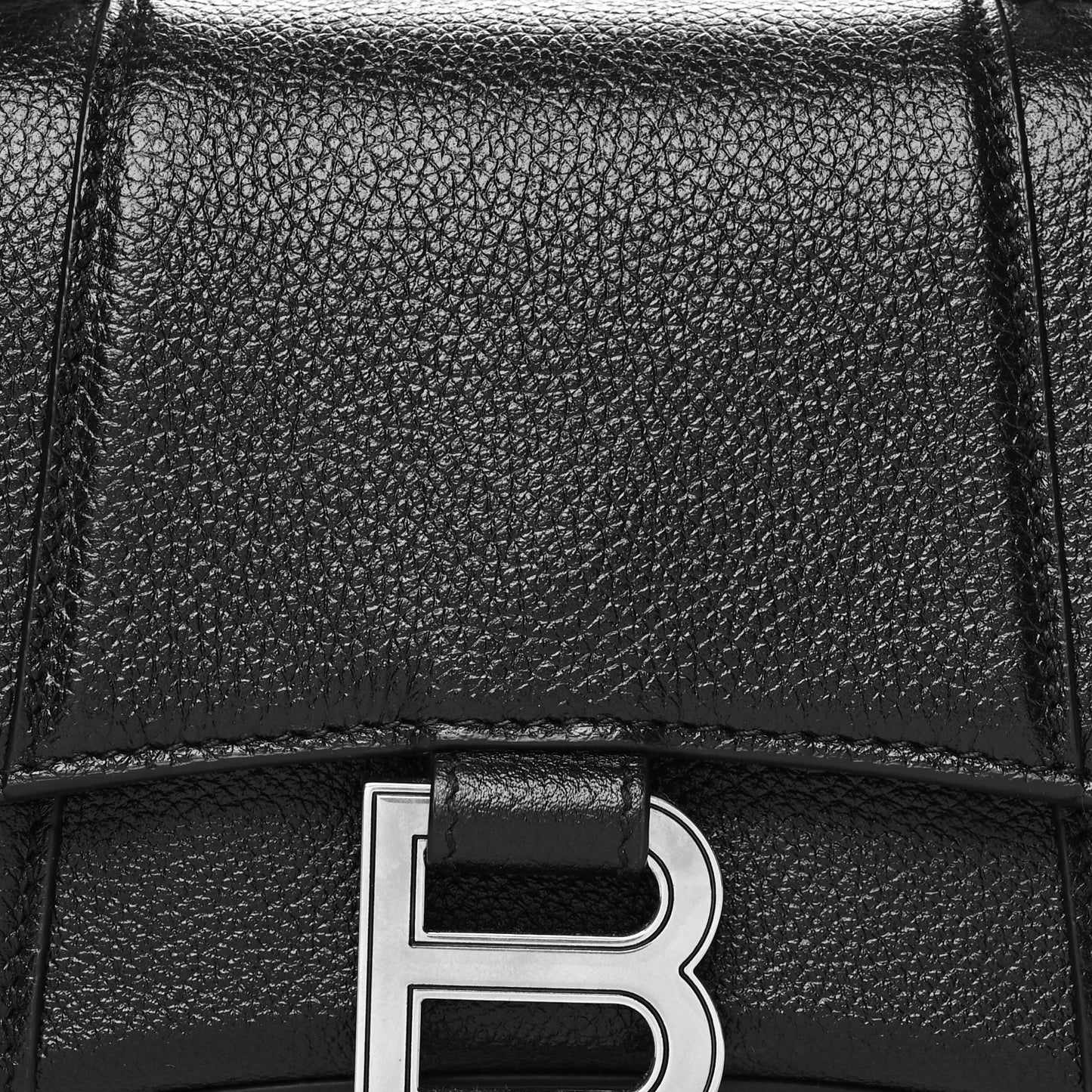 Grained Calfskin Hourglass Top Handle Bag XS Black