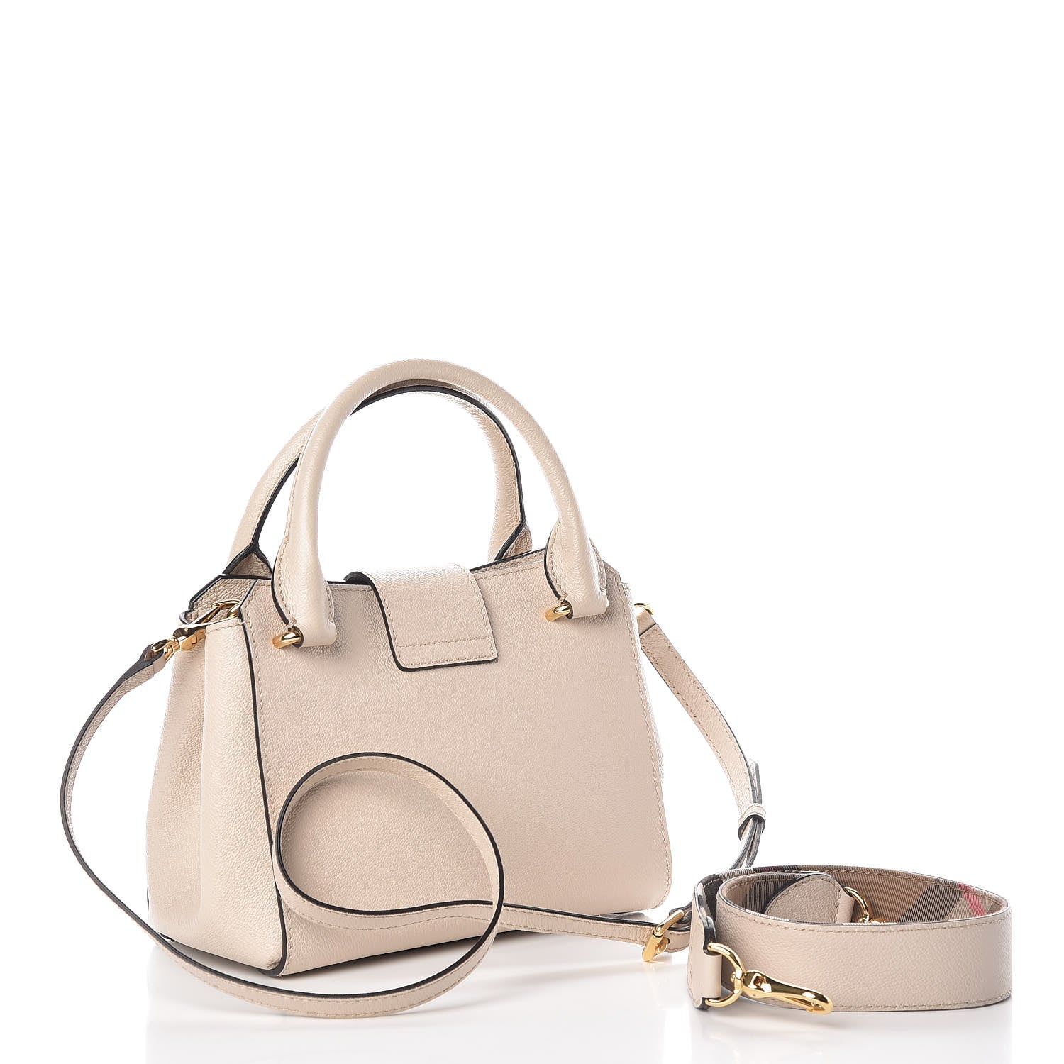 Burberry Soft Grain Calfskin Small Buckle Tote Limestone 4 of 12