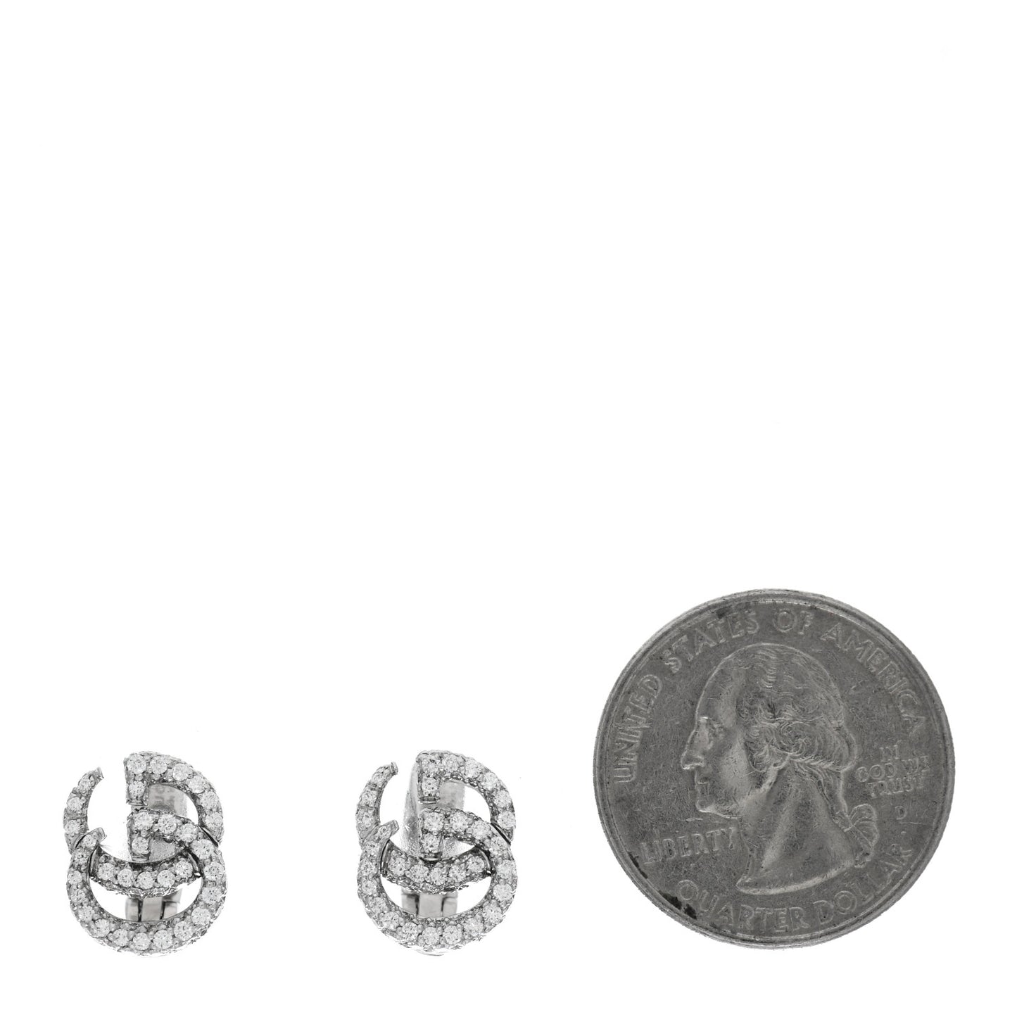 18K White Gold Diamond Running G Clip On Earrings