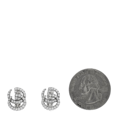Gucci 18K White Gold Diamond Running G Clip On Earrings 2 of 5