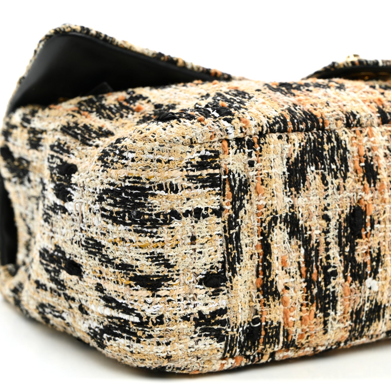 Chanel Tweed Mixed Fibers Leopard Print Small Souplissimo Maxi Flap Brown Black White 9 of 10